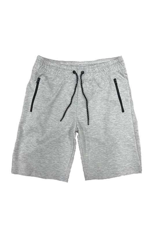 Cotton blend lounge sweat shorts with elastic waist and drawstring.